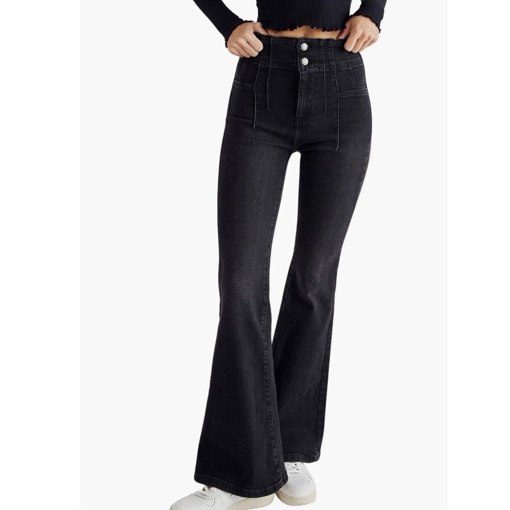 We The Free Free People Jayde Flare Super High Rise Jeans Festival Y2K SZ 30